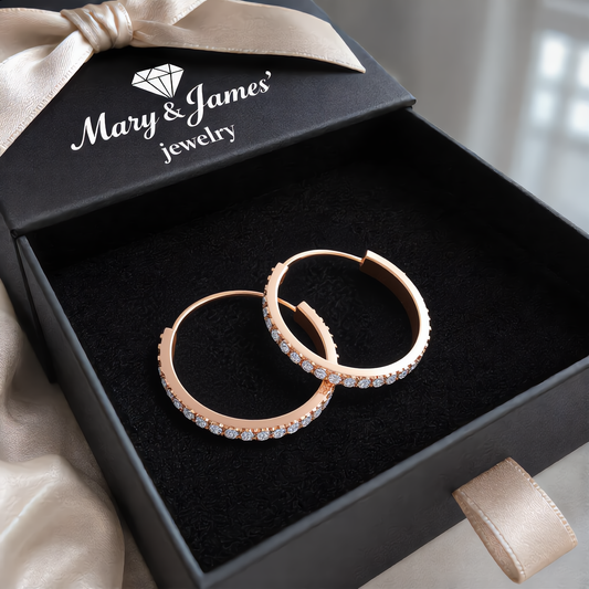 Minimalist Crystal Hoop Earrings | Rose Gold