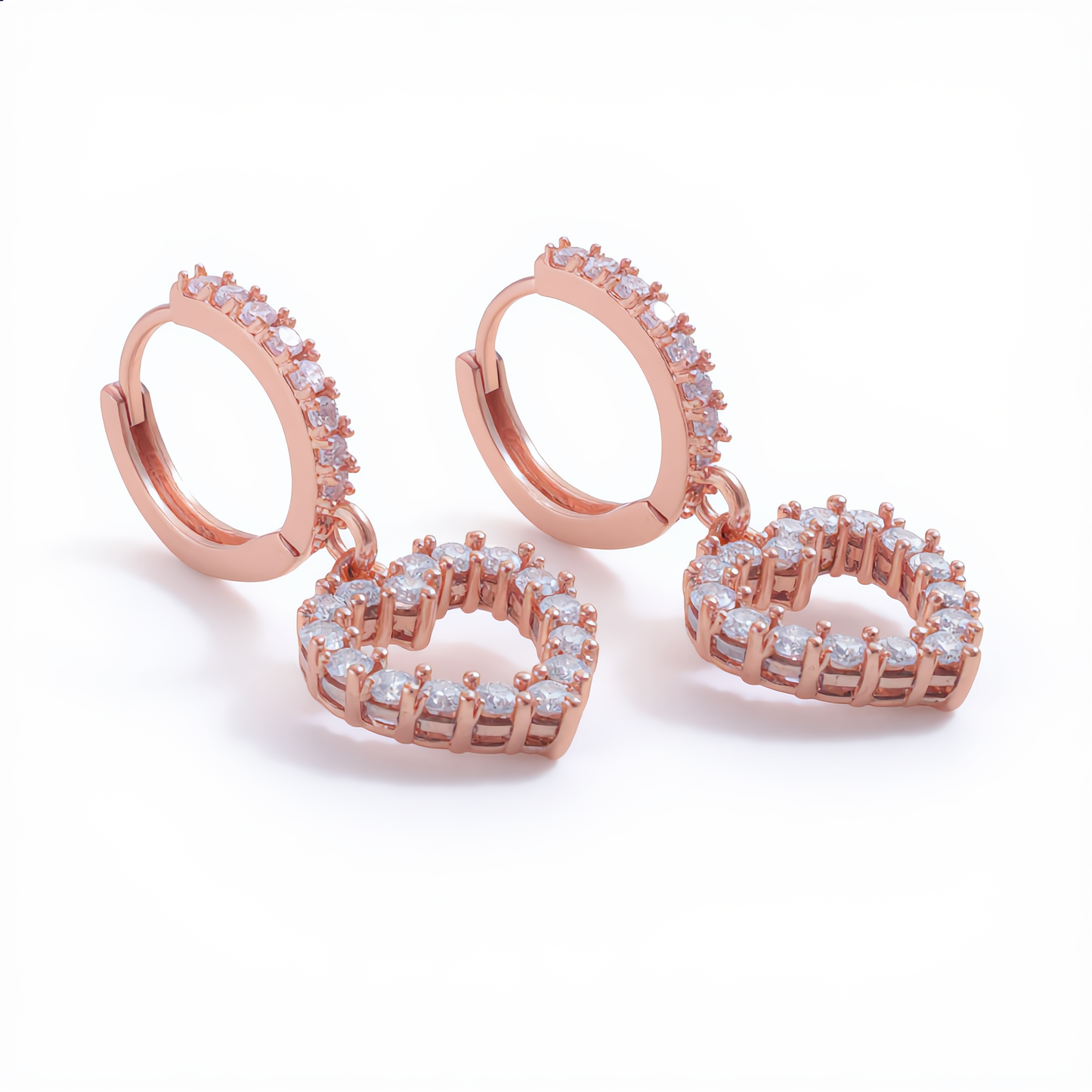 Crystal Heart Hoop Earrings | Rose Gold
