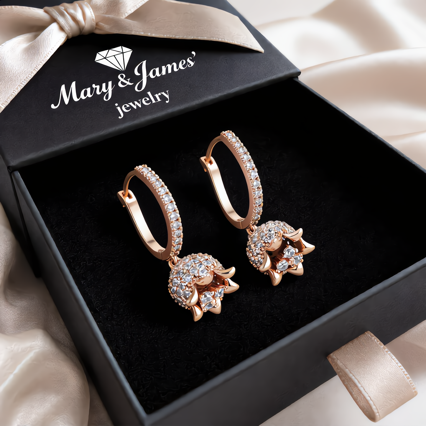Crystal Bloom Drop Earrings | Rose Gold