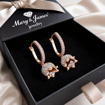 Crystal Bloom Drop Earrings | Rose Gold