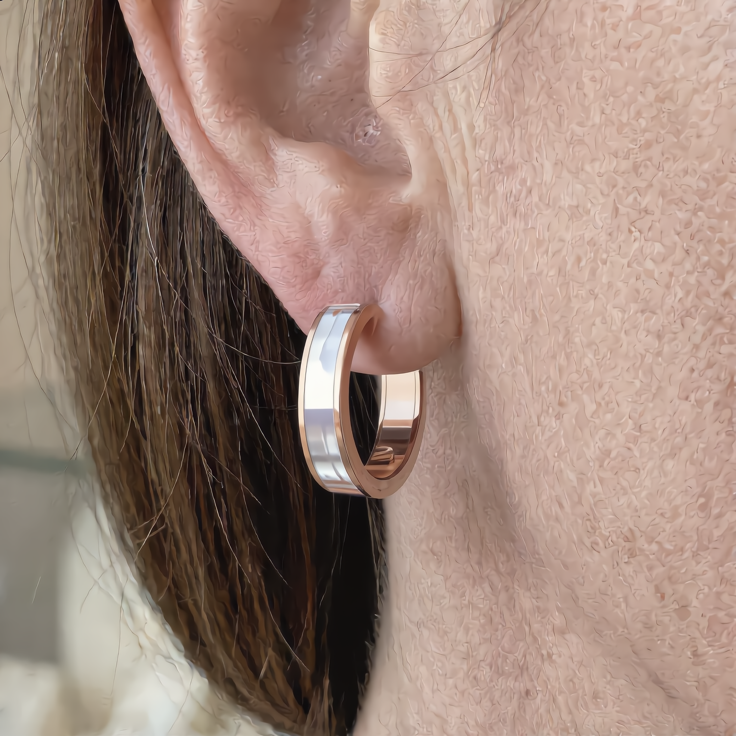 Elegant Satin Hoop Earrings | Rose Gold