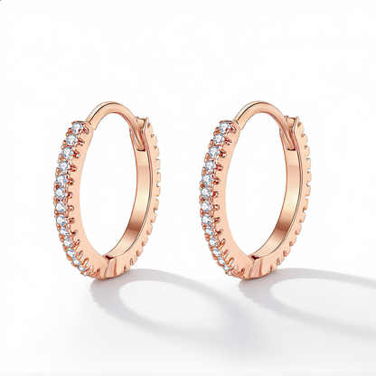 Minimalist Crystal Hoop Earrings | Rose Gold