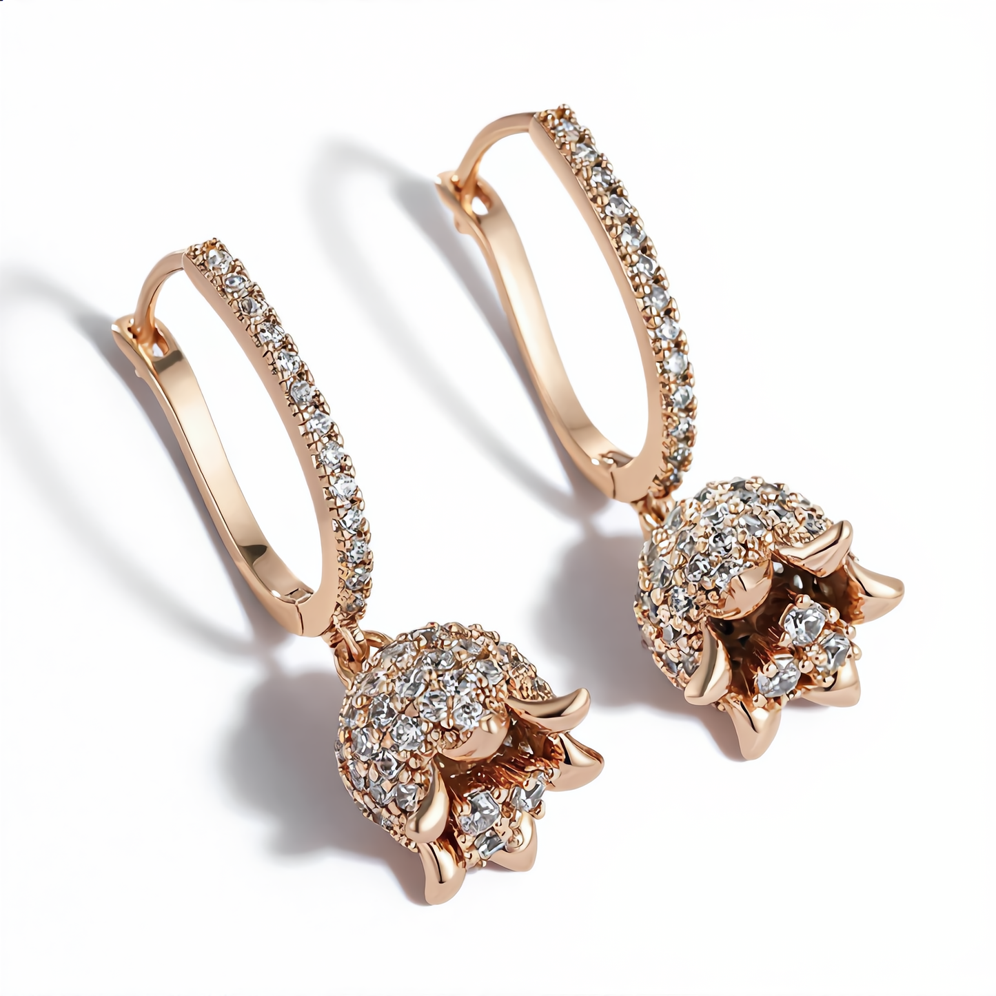 Crystal Bloom Drop Earrings | Rose Gold