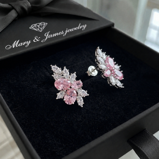 Lyra Blushbloom Earrings | White Gold