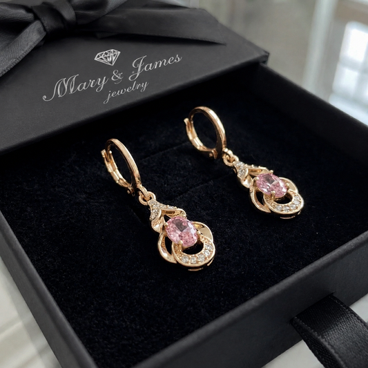 Moonlit Blush Teardrop Earrings | Rose Gold