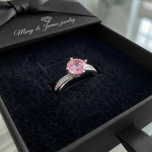 Moonlit Pink Contour Ring | White Gold