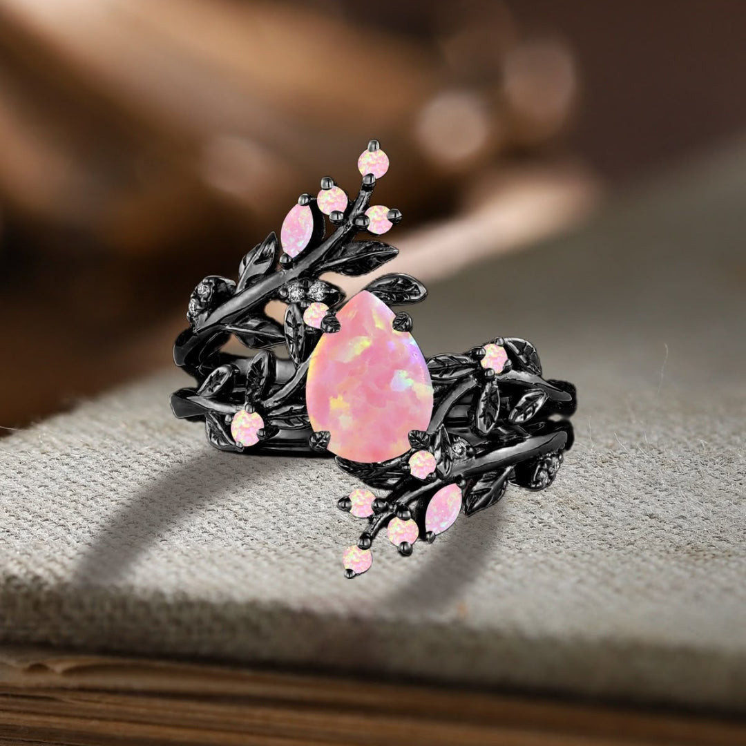 Black Pink Opal Ring