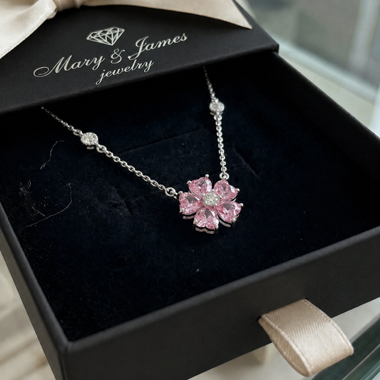 Petalglow Flower Pendant Necklace | White Gold