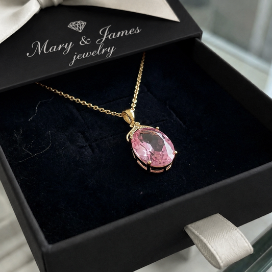 Pink Sapphire Imperial Oval Necklace | Gold