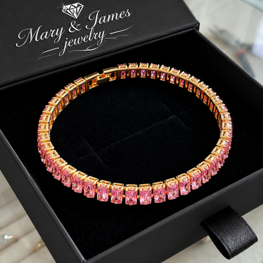 Pink Sapphire Vertéa Tennis Bracelet | Gold