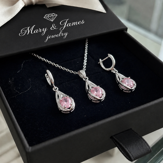 Rosalith Lumen Twist Jewelry Set | White Gold