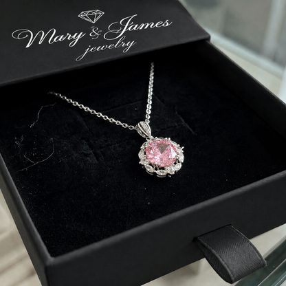 Rose Lotus Halo Necklace | White Gold