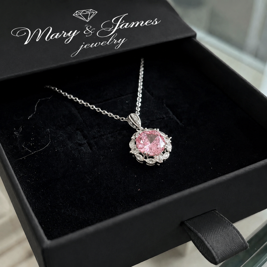 Rose Lotus Halo Necklace | White Gold
