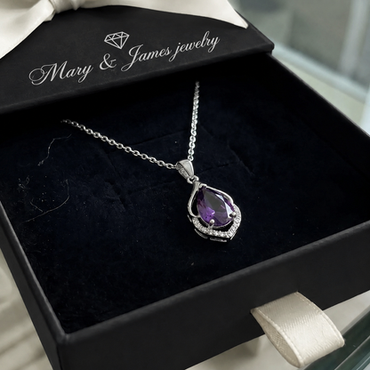 Selvara Crescent Drop Necklace | White Gold