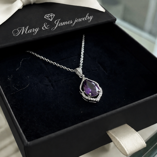 Selvara Crescent Drop Necklace | White Gold