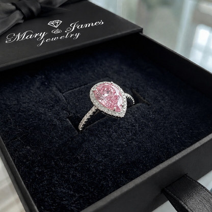 Teardrop Pink Sapphire Ring | White Gold