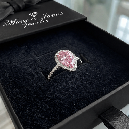 Teardrop Pink Sapphire Ring | White Gold