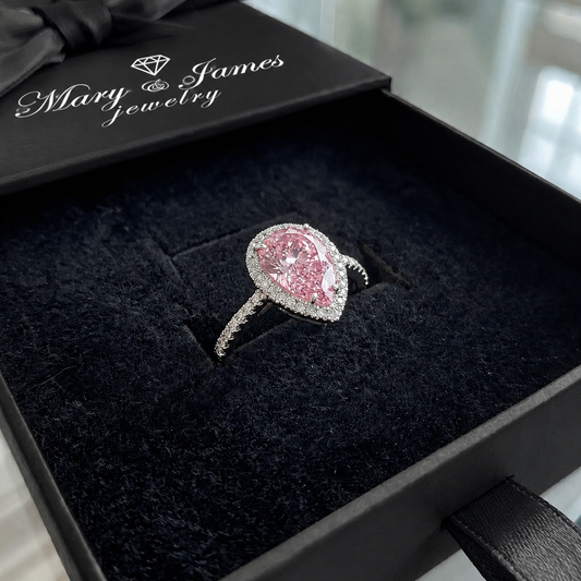 Teardrop Pink Sapphire Ring | White Gold