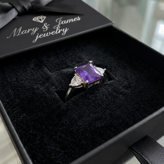 Trinity Amethyst Ring | White Gold