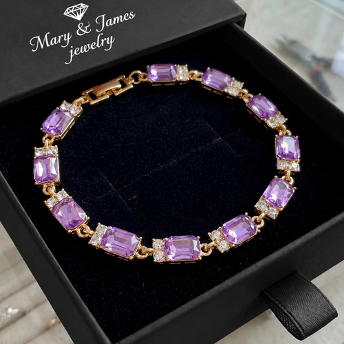 Valleria Amethyst Charm Bracelet | Gold