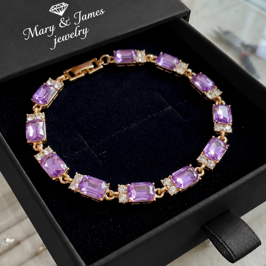 Valleria Amethyst Charm Bracelet | Gold