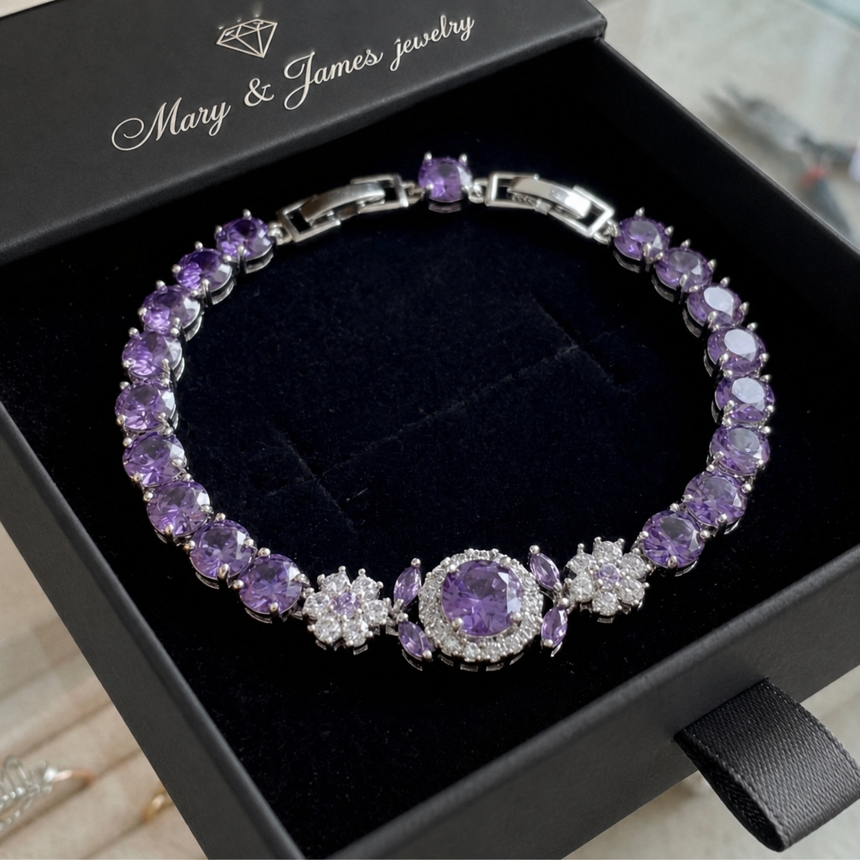Velmira Crown Tennis Bracelet | White Gold