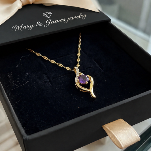 Vespera Amethyst Swirl Necklace | Gold